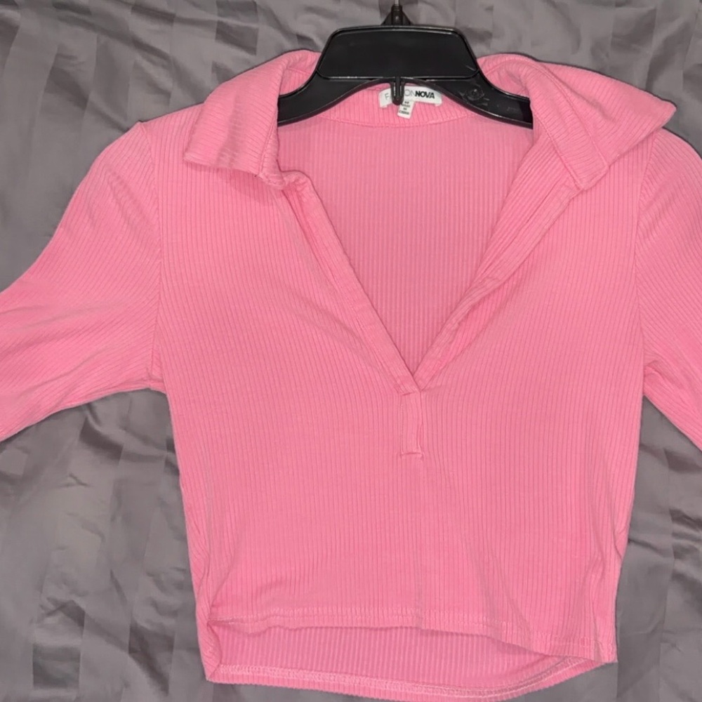 Pink Ribbed Women's Crop Top